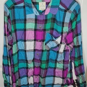 Plaid American eagle button up